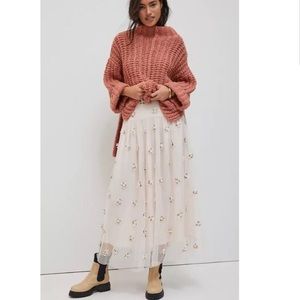 Anthropologie Tulle Billie Flower Appliqué Skirt